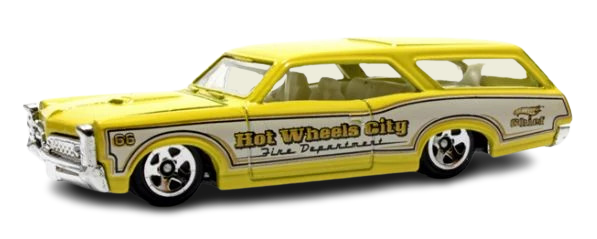 Hot Wheels 2010 - Collector # 111/240 - HW City Works 3/10 - Custom ’66 GTO Wagon - Yellow / Fire Department - Dog in the back - FSC