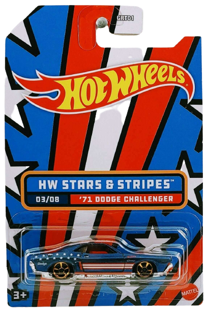 Hot Wheels 2022 - HW Stars & Stripes # 03/08 - '71 Dodge Challenger - Dark Blue Metallic - Walmart Exclusive
