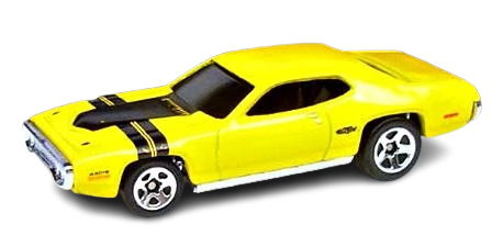 Hot Wheels 2005 - Collector # 101/183 - Muscle Mania 01/05 - 1971 Plymouth GTX - Enamel Yellow - Chrome Base - USA '05