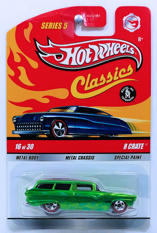 Hot Wheels 2009 - Classics Series 5 # 16/30 - 8 Crate - Spectraflame Green - Redline 5 Spokes - Metal/Metal
