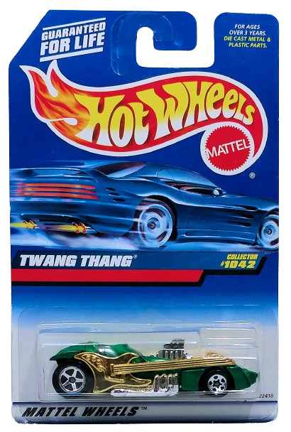 Hot Wheels 1999 - Collector # 1042 - Twang Thang - Green Metalflake - USA Blue Car Card