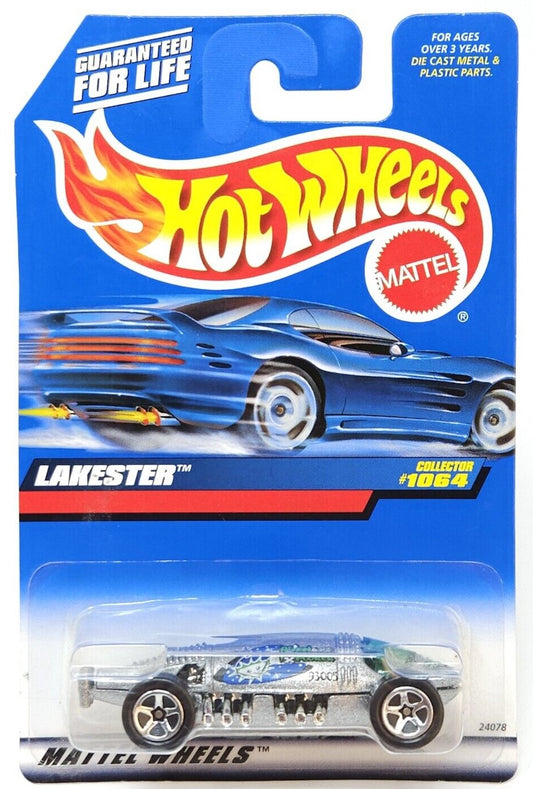 Hot Wheels 1999 - Collector # 1064 - Lakester - Metalflake Silver / "ALIEN EXPLODER" - 5 Spokes - USA Angled Card