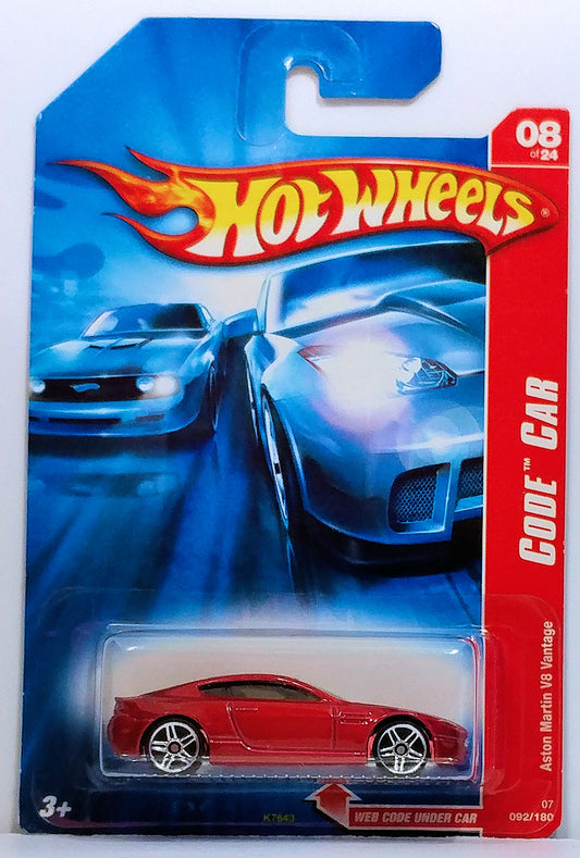 Hot Wheels 2007 - Collector # 092/180 - Code Car 08/24 - Aston Martin V8 Vantage - Red - USA Card