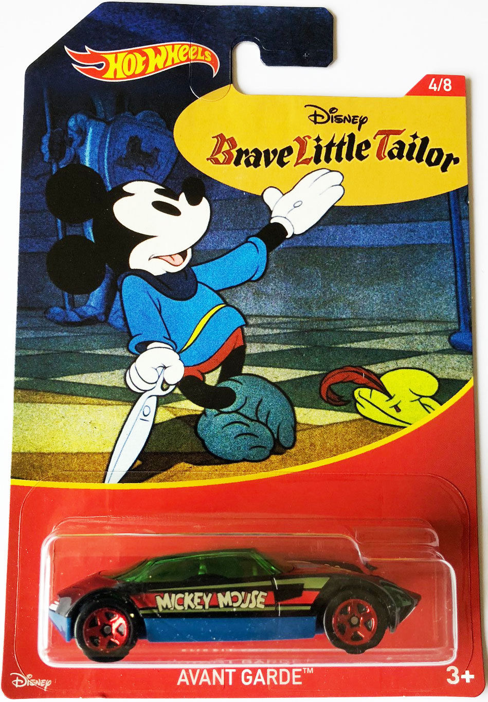 Hot Wheels 2018 - Disney Mickey Mouse # 4/8 - Avant Gardew - Black / Brave Little Tailor - Walmart Exclusive - Disney Blister Card