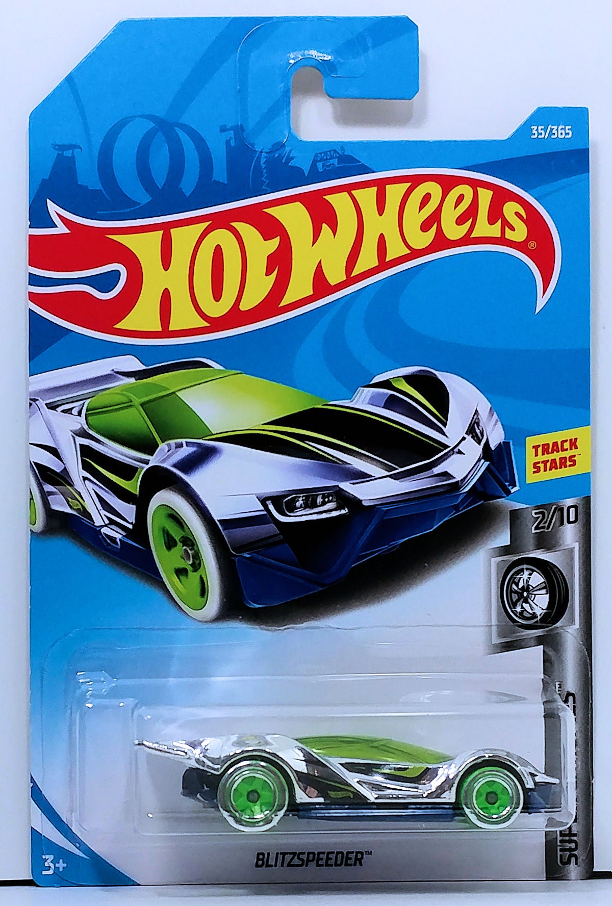 Hot Wheels 2018 - Collector # 035/365 - Super Chromes 2/10 - Blitzspeeder - Chrome - International Card