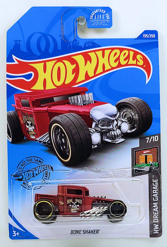 Hot Wheels 2020 - Collector # 135/250 - HW Dream Garage 7/10 - Bone Shaker (with Roof) - Satin Dark Red / Bone Shaker Graphic - USA