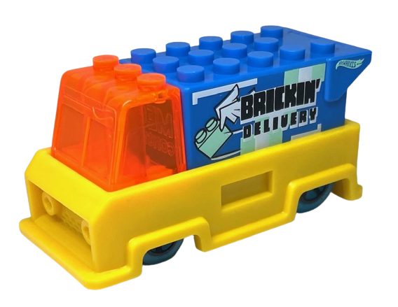 Hot Wheels 2023 - Collector # 058/250 - Brick Rides 03/05 - New Models - Brickin' Delivery - Yellow & Blue / Legos - USA