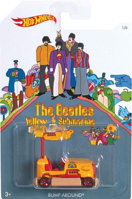 Hot Wheels 2016 - The Beatles / Yellow Submarine  # 1/6 - Bump Around - Yellow - Red 5 Spokes Wheels - Red Interior - Tan Plastic Base
