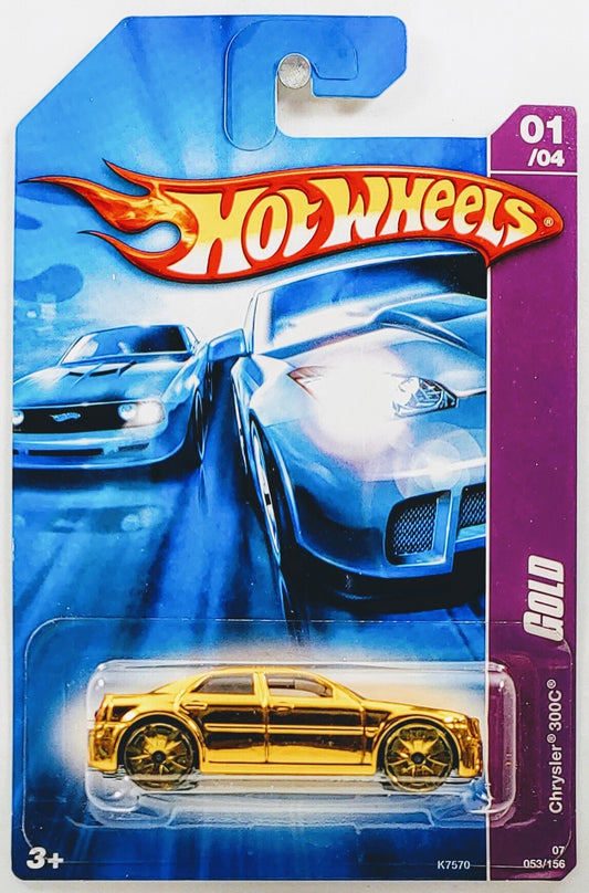Hot Wheels 2007 - Collector # 053/156 - Gold 1/4 - Chrysler 300C - Gold Chrome - International Card