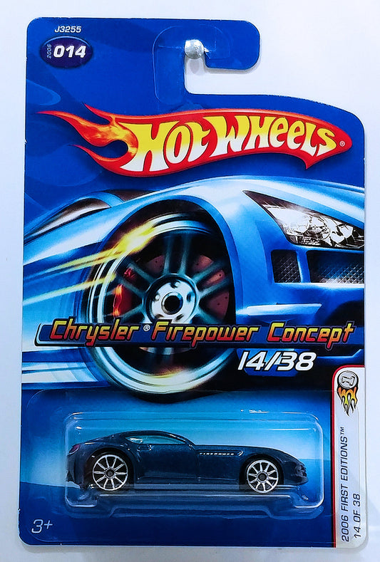 Hot Wheels 2006 - Collector # 014/223 - First Editions 14/38 - Chrysler Firepower Concept - Metallic Dark Blue - 10 Spokes - USA Card