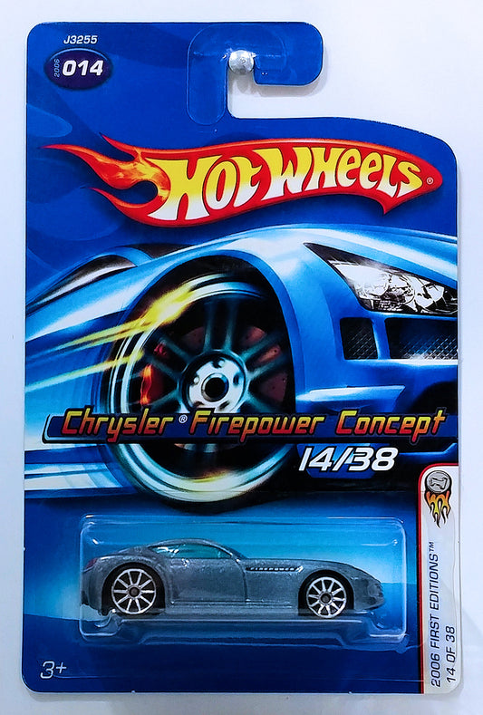 Hot Wheels 2006 - Collector # 014/223 - First Editions 14/38 - Chrysler Firepower Concept - Metallic Steel Blue - 10 Spokes - USA Card