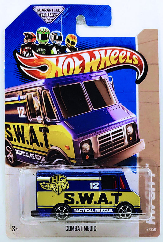 Hot Wheels 2013 - Collector # 012/250 - HW City / HW Rescue - Combat Medic - Metalflake Blue / S.W.A.T. / #12- USA Card