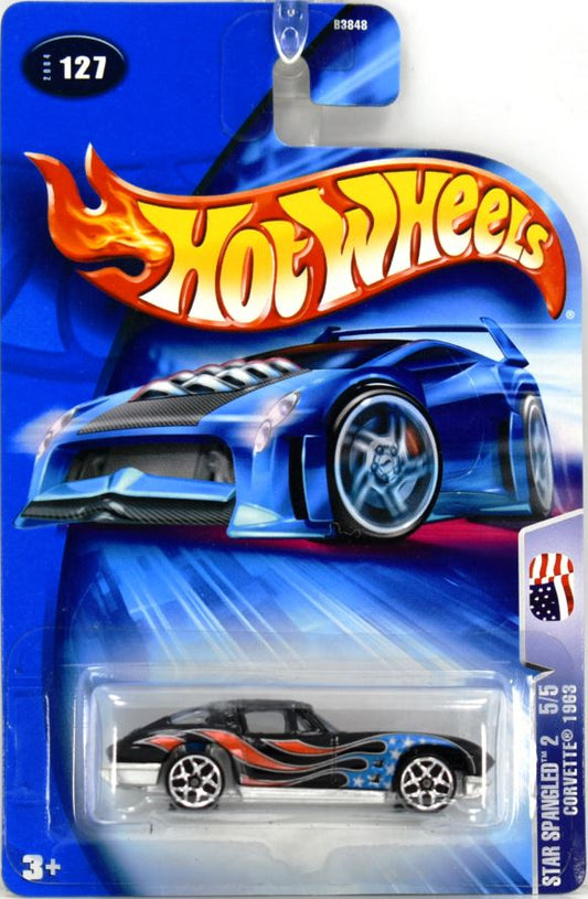 Hot Wheels 2004 - Collector # 127/212 - Star Spangled 2 5/5 - Corvette 1963 - Black - USA