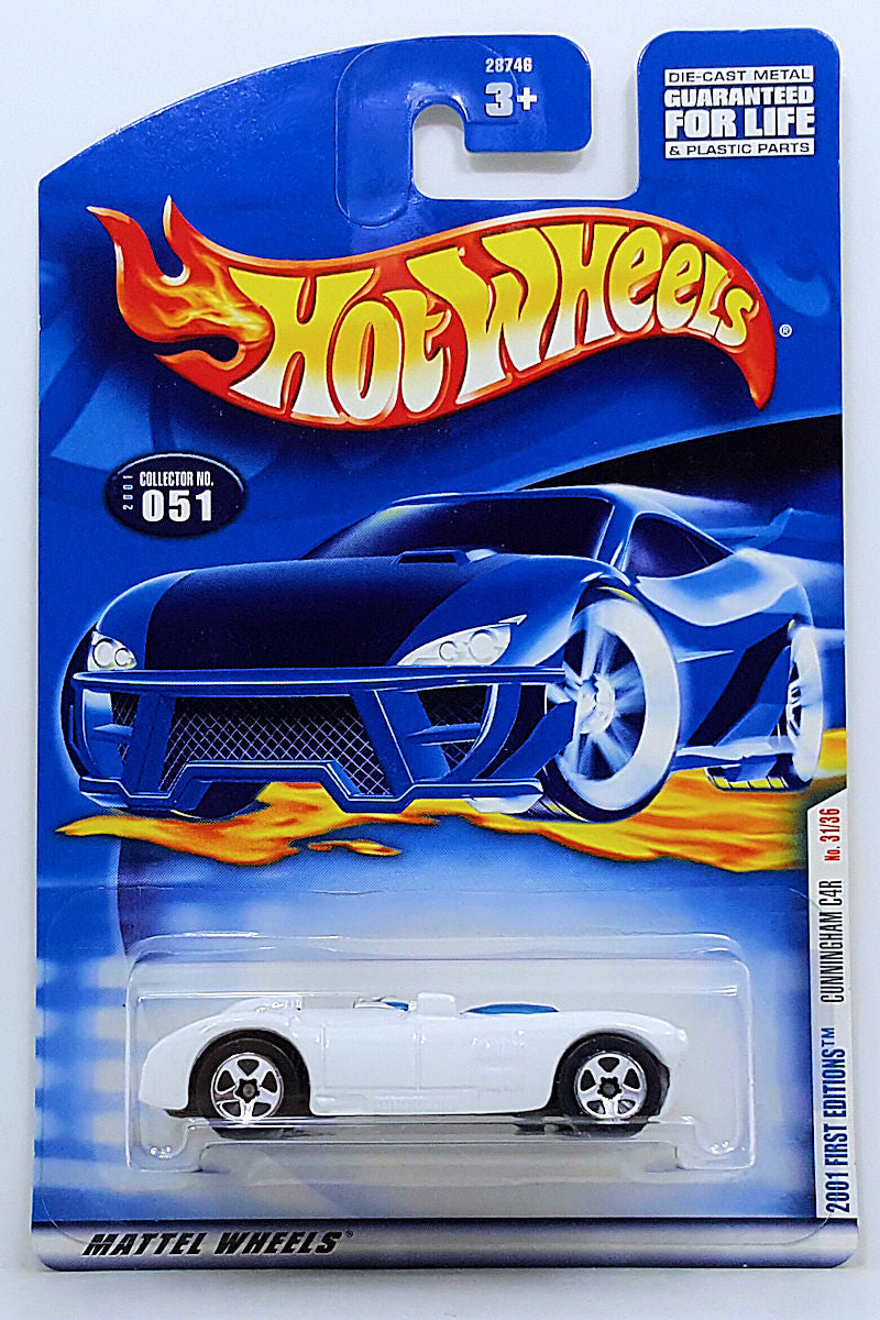 Hot Wheels 2001 - Collector # 051/240 - First Editions 31/36 - Cunningham C4R - White - USA