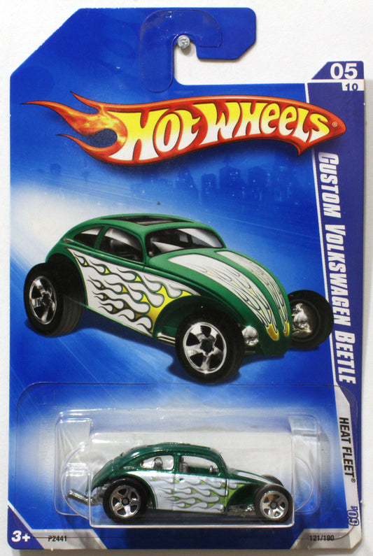 Hot Wheels 2009 - Collector # 121/250 - Heat Fleet 5/10 - Custom Volkswagen Beetle - Green - KMart Exclusive - USA