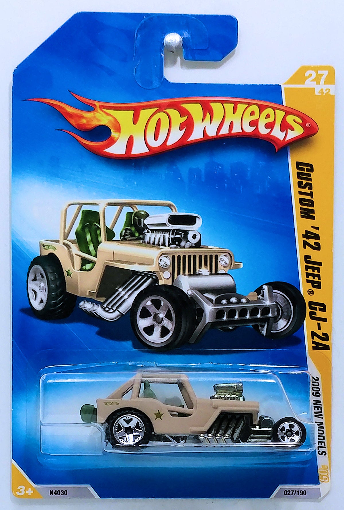 Hot Wheels 2009 - Collector # 027/190 - New Models 27/42 - Custom '42 Jeep CJ-2A - Khaki - USA