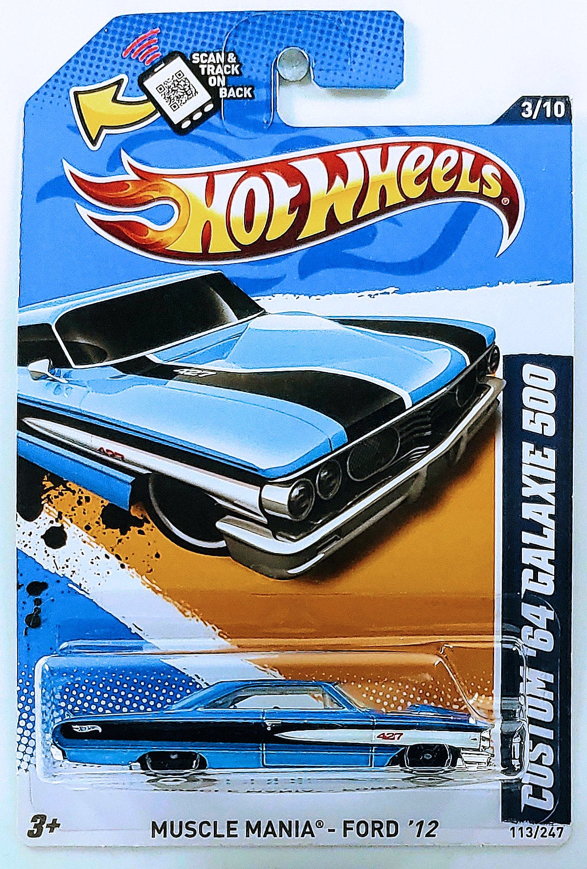 Hot Wheels 2012 - Collector # 113/247 - Muscle Mania 3/10 - Custom '64 Galaxie 500 - Blue - USA