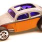 Hot Wheels 2010 - Larry's Garage 5/39 - Custom Volkswagen Beetle - Silver & Orange - Un-Painted Base - Metal/Metal & Real Riders