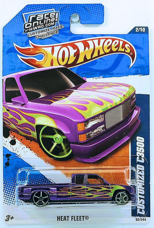 Hot Wheels 2011 - Collector # 092/244 - Heat Fleet 2/10 - Customized C3500 - Purple / Flames - USA
