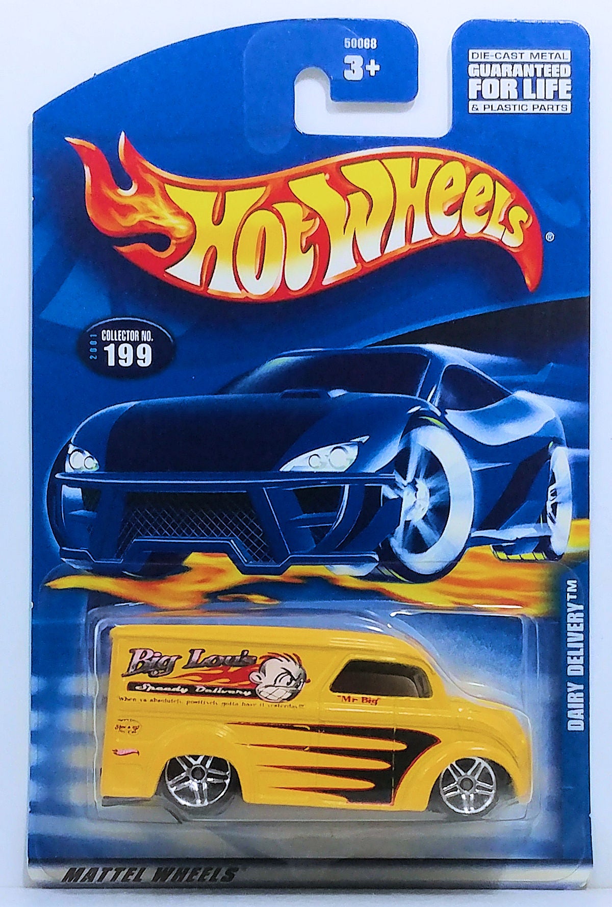 Hot Wheels 2001 - Collector # 199/240 - Dairy Delivery - Yellow / Big Lou's Speedy Delivery - China Base - USA Card