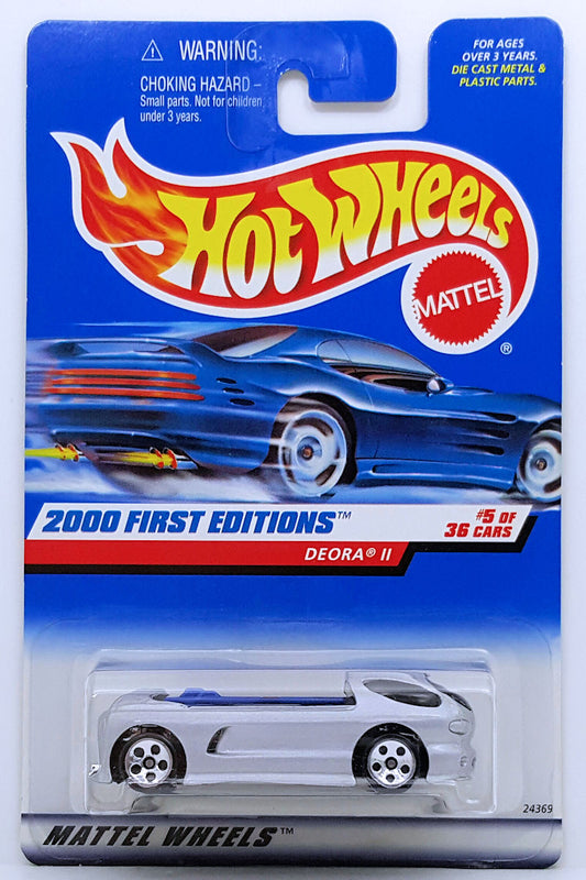 Hot Wheels 2000 - Collector # 065/250 - First Editions 5/36 - Deora II - Silver - NO HW Logo - USA 'Square' Card