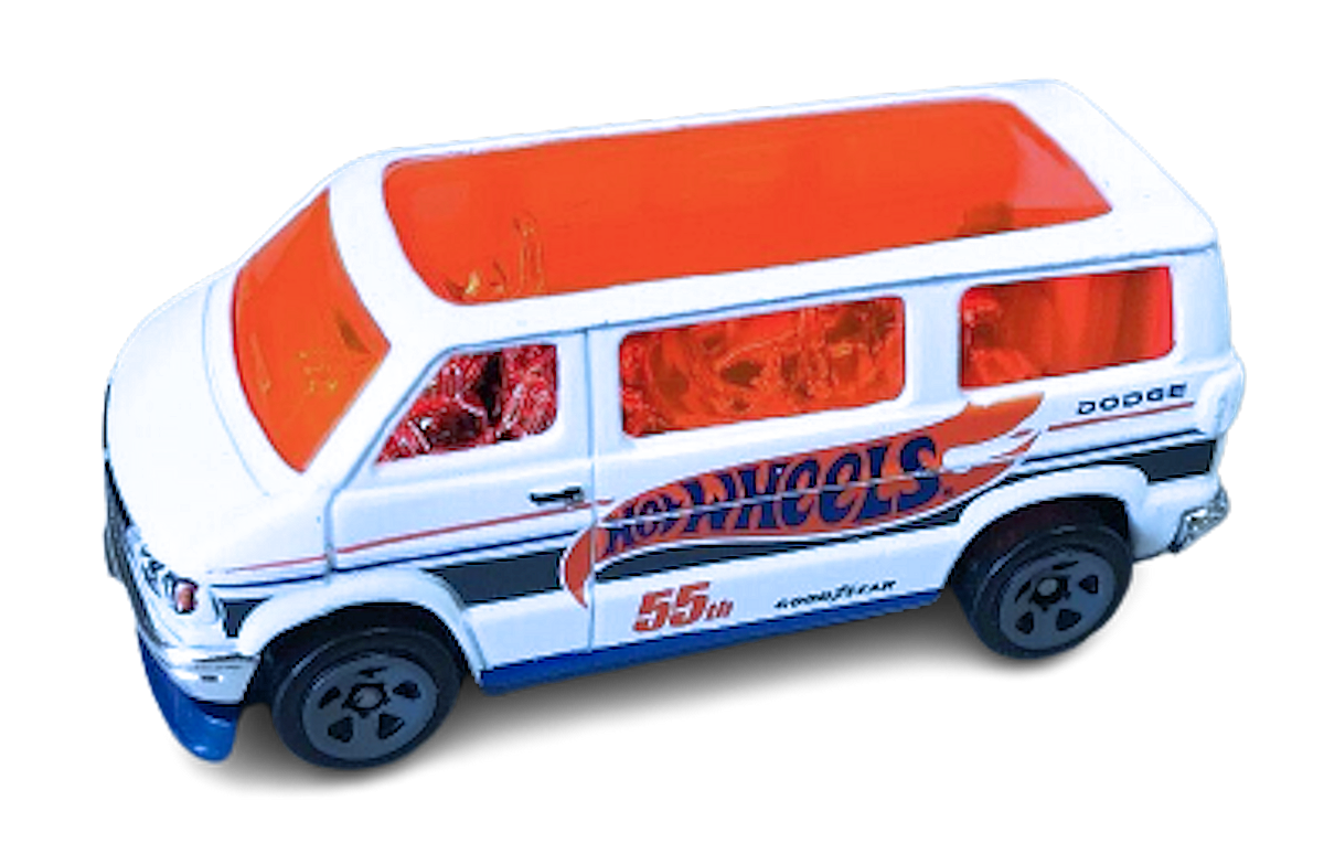 Hot Wheels 2023 - Collector # 066/250 - HW 55th Race Team 02/05 - Dodge Van - White - Hot Wheels Graphics / '55th' - IC