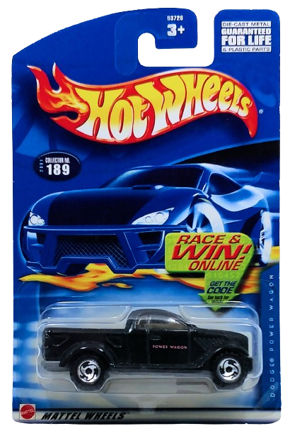 Hot Wheels 2001 - Collector # 189/240 - Dodge Power Wagon - Metallic Black - USA R&W Card