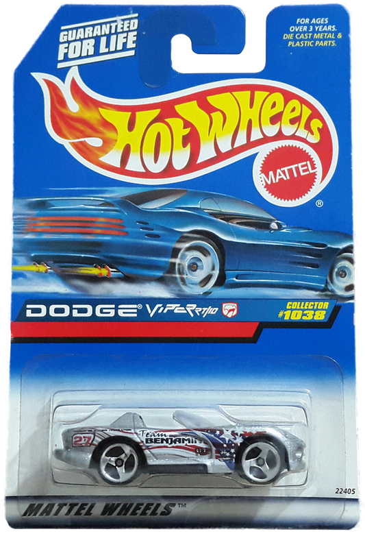 Hot Wheels 1999 - Collector # 1038 - Dodge Viper RT/10 - Silver - China - USA