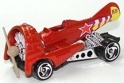 Hot Wheels 1996 - Collector # 375 - First Editions 10/12 - Dogfighter - Metalflake Red - Sawblade Wheels - Chrome Interior, Engine & Suspension - USA "NEW" Blue & White Card