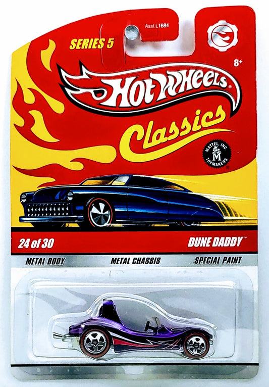 Hot Wheels 2009 - Classics Series 5 # 24/30 - Dune Daddy - Spectraflame Purple - 5 Spokes with Redlines - Metal/Metal