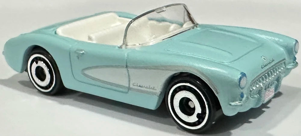 Hot Wheels 2023 - Collector # 183/250 - HW Screen Time 09/10 - New Models -  1956 Corvette - Baby Blue - Barbie The Movie - USA