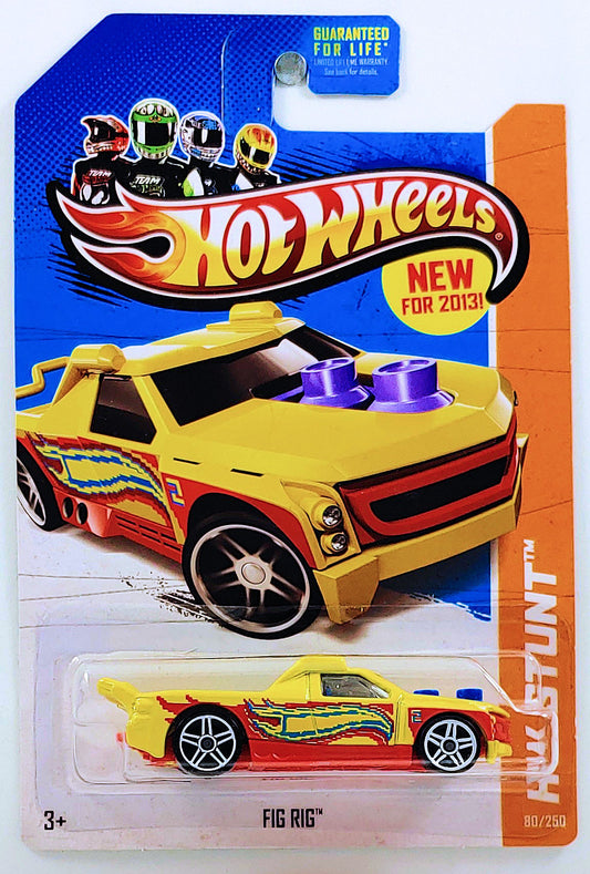 Hot Wheels 2013 - Collector # 080/250 - HW Stunt / Stunt Circuit / New Models - Fig Rig - Yellow - USA '13 Card
