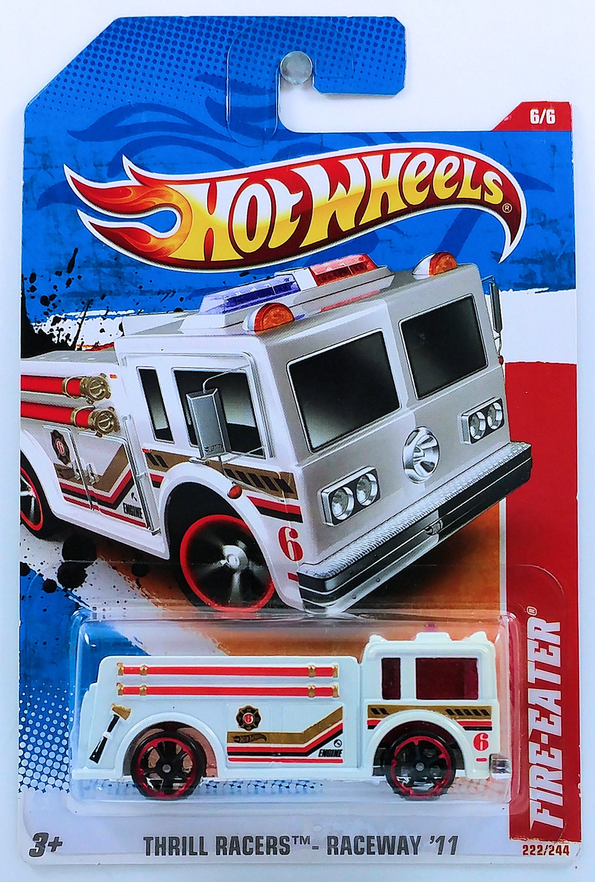 Hot Wheels 2011 - Collector # 222/244 - Thrill Racers 6/6 - Fire-Eater - White - USA Card