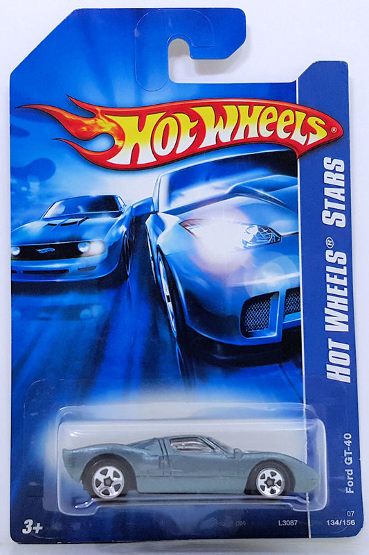 Hot Wheels 2007 - Collector # 134/156 - Hot Wheels Stars - Ford GT-40 - Gray Metallic / # 22 - IC