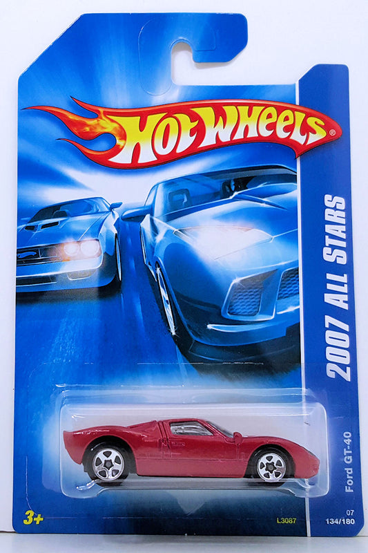 Hot Wheels 2007 - Collector # 134/180 - All Stars - Ford GT-40 - Red / # 22 - USA Card