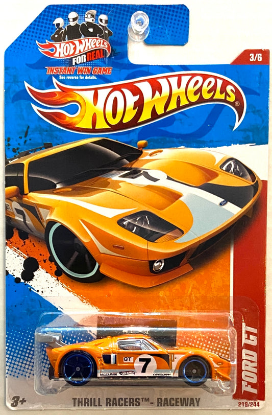 Hot Wheels 2011 - Collector # 219/244 - Thrill Racer / Raceway 3/6 - Ford GT - Orange / #7 - USA 'Instant Win' Card