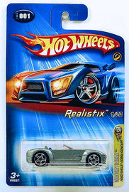 Hot Wheels 2005 - Collector # 001/183 - First Editions / Realistix 1/20 - Ford Shelby Cobra Concept - Gray / Long Racing Stripes & 'COBRA' - PR5 Wheels - USA Card