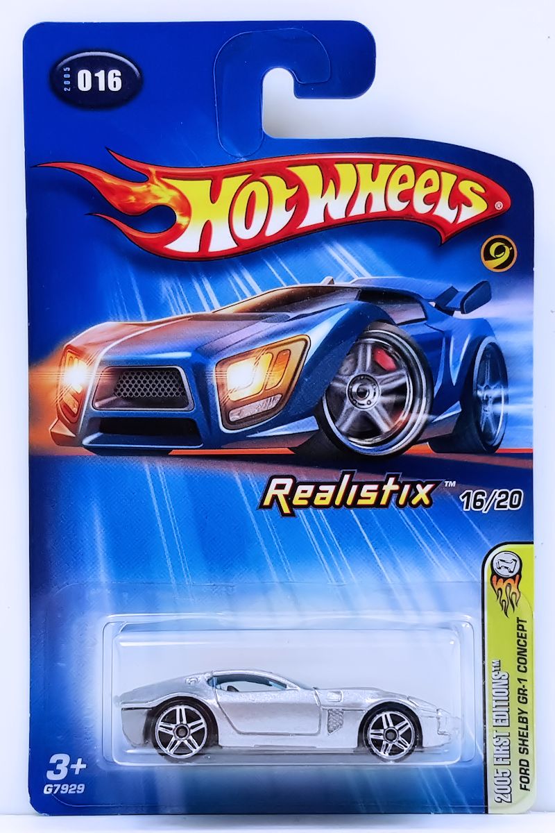 Hot Wheels 2005 - Collectors # 016/183 - First Editions/Realistix 16/20 - Ford Shelby GR-1 Concept - Silver - PR5 Wheels - USA '05 Card