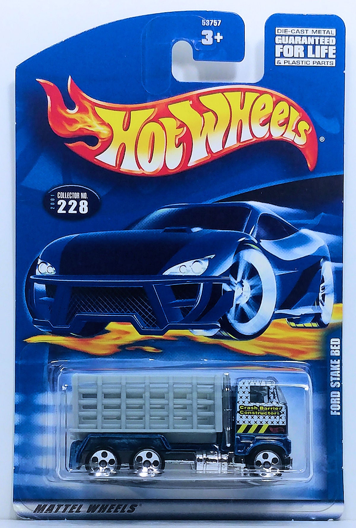 Hot Wheels 2001 - Collector # 228/240 - Ford Stake Bed - Metallic Dark Blue - USA Card