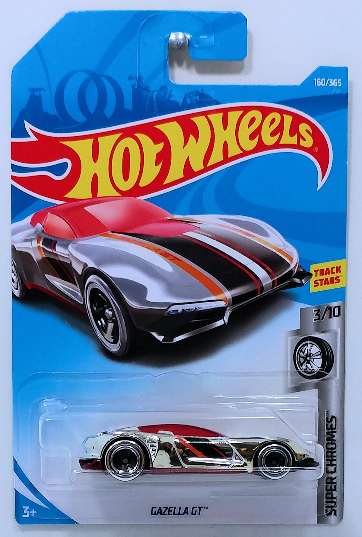 Hot Wheels 2018 - Collector # 160/365 - Super Chromes 3/10 - Gazella GT - Chrome - International Card