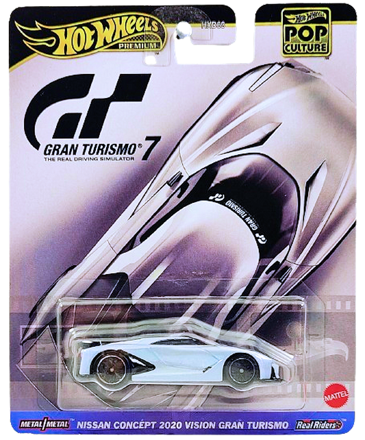 Hot Wheels 2024 - Premium / Pop Culture / Gran Turismo 7 - Nissan Concept 2020 Vision Gran Turismo - Gray - Metal/Metal & Real Riders - Gran Turismo 7 Card