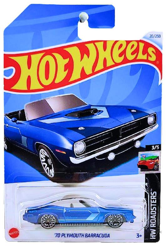 Hot Wheels 2024 - Collector # 020/250 - HW Roadsters 03/05 - '70 Plymouth Barracuda - Metalflake Dark Blue - IC
