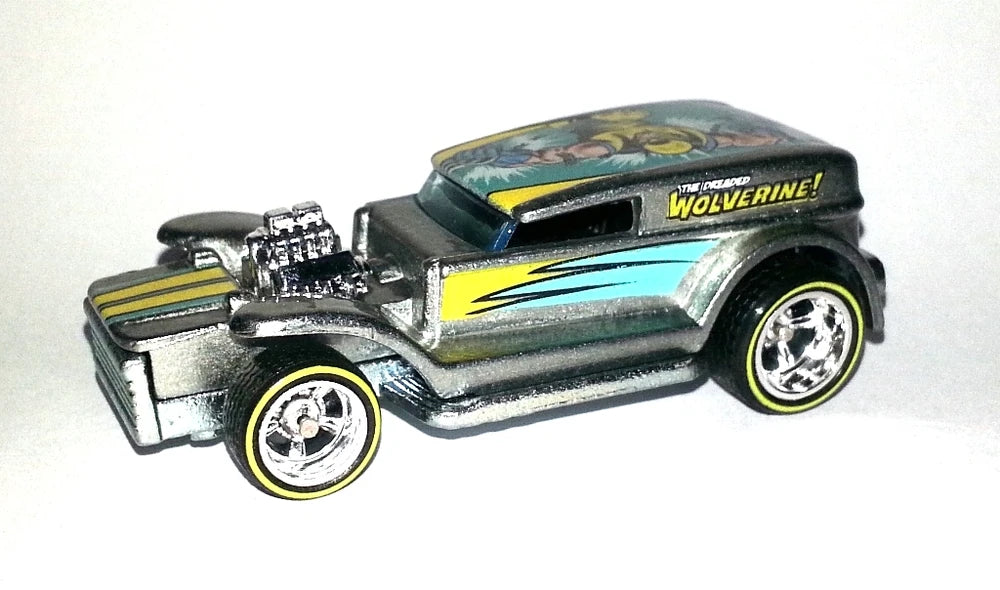 Hot Wheels 2015 - Nostalgia / Pop Culture / Marvel - Double Demon Delivery - Gray / Wolverine - Metal/Metal & Real Riders