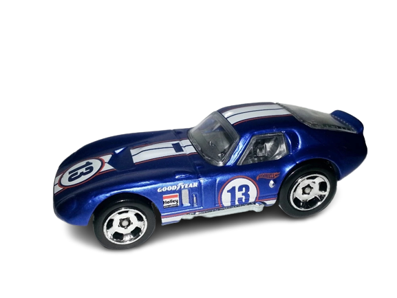 Hot Wheels 2013 - Cool Classics 13/30 - Shelby Cobra "Daytona" Coupe - Spectrafrost Blue - Metal/Metal & Retro Slots - Red Car Card