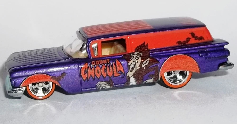 Hot Wheels 2014 - Nostalgia / Pop Culture / General Mills - '59 Chevy Delivery - Purple / Count Chocula - Metal/Metal & Real Riders