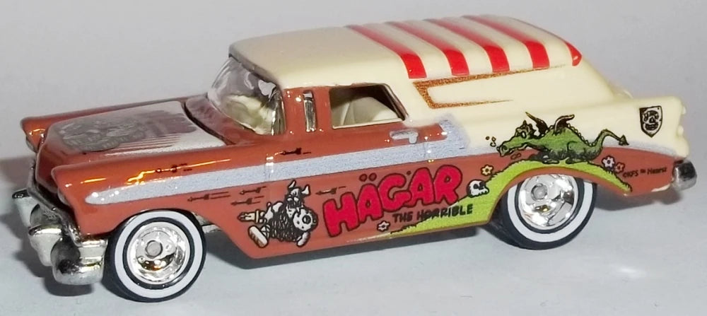 Hot Wheels 2013 - Pop Culture / King Features - '56 Chevy Nomad Delivery - Metallic Brown & Cream / Hagar the Horrible - Metal/Metal & Real Riders