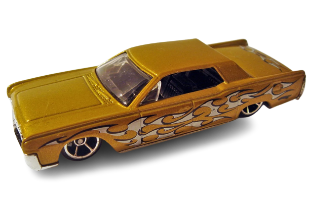Hot Wheels 2009 - Collector # 140/190 - Rebel Rides 4/10 - '64 Lincoln Continental - Gold / Sliver Flames - USA