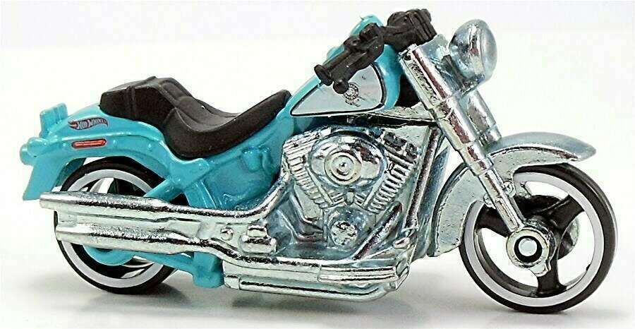 Hot Wheels 2014 - Collector # 209/250 - HW Workshop / HW Garage - Harley-Davidson Fat Boy - Sky Blue - USA