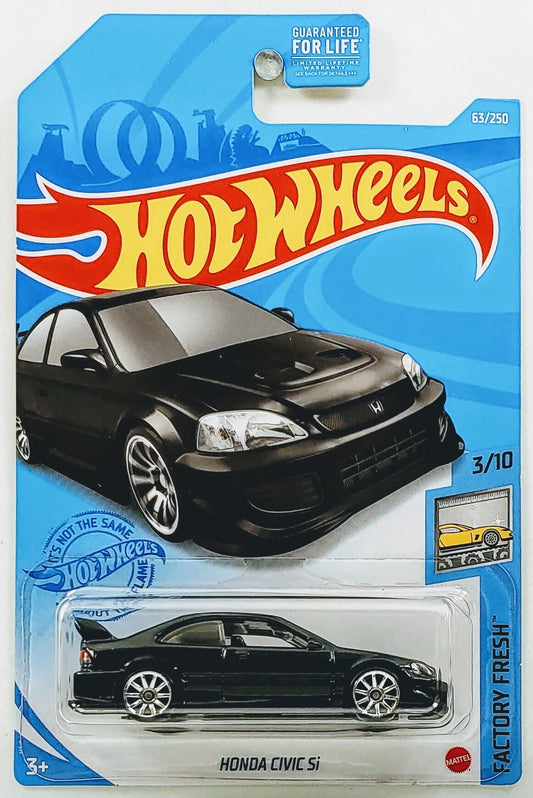 Hot Wheels 2021 - Collector # 063/250 - Factory Fresh 3/10 - Honda Civic Si - Black - 10 Spokes - USA Card