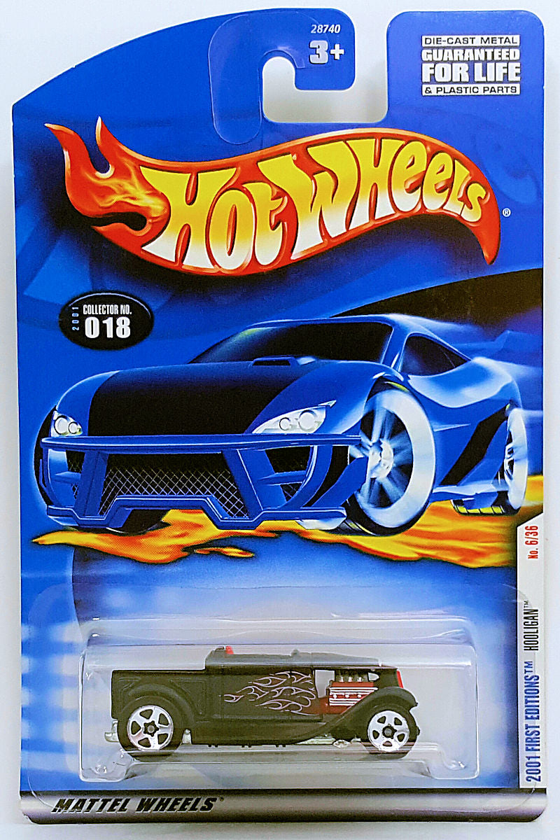 Hot Wheels 2001 - Collector # 018/240 - First Editions 6/36 - Hooligan - Black - Chrome on Motor - USA